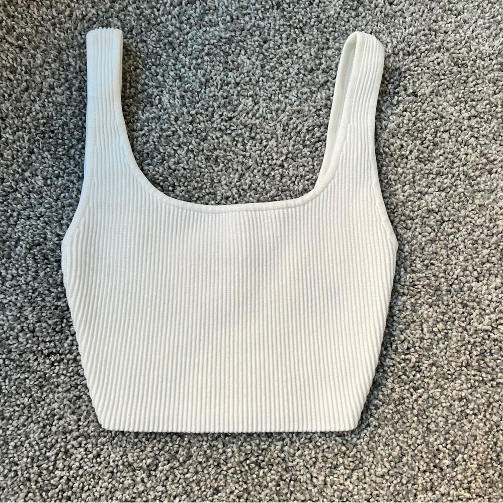 Artizia Babaton White Ribbed Women's Top